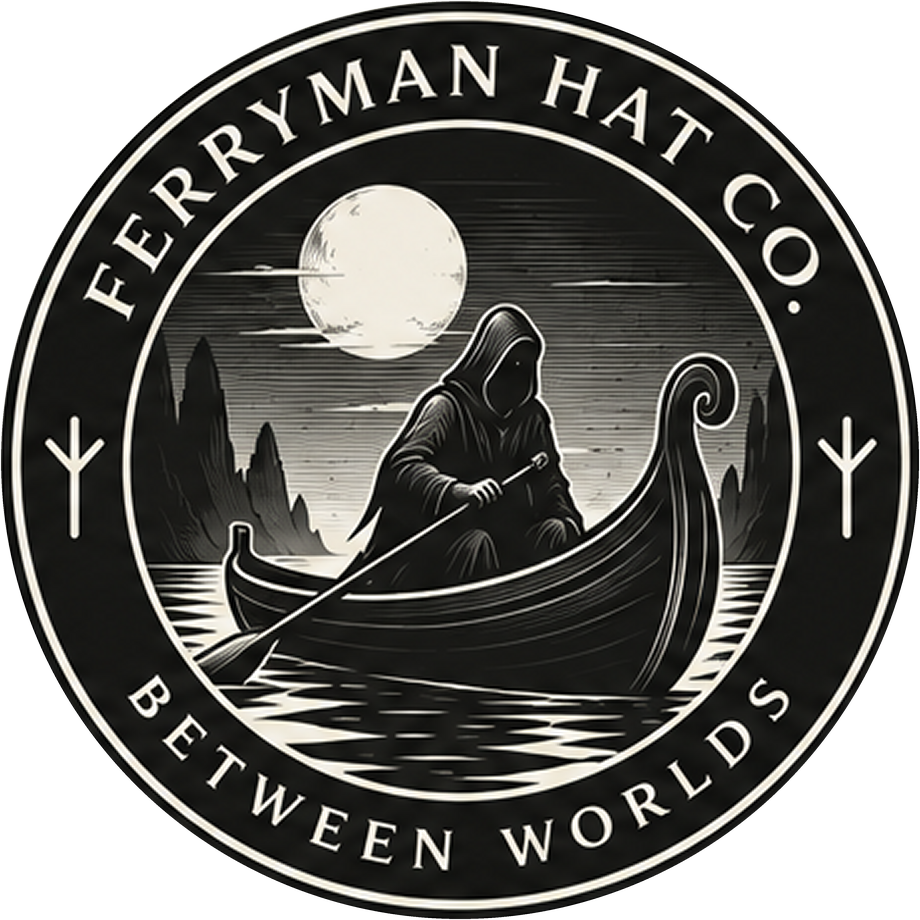 Ferryman Hat Co. round badge, Between Worlds